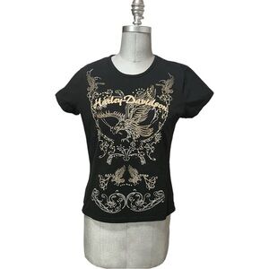 Harley-Davidson Biker Black Graphic Short Sleeve Tee Size L